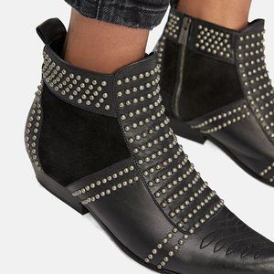 Anine Bing Charlie Studded Ankle Booties Black Leather